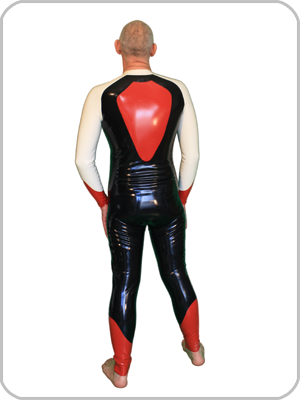 Mens Dominator Rubber Catsuit with  Front or Thru Zip 