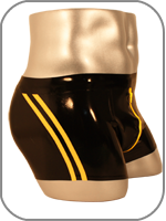 latex rubber sprinter through zip boxer shorts 