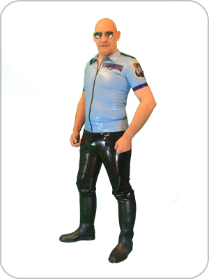 Mens Latex  Rubber Police Shirt (Gummi Polizei Shirt)