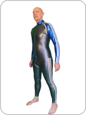 Mens Assimilator Rubber Catsuit with  Front or Thru Zip 