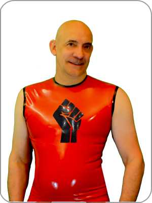 Mens Latex Fist Logo Rubber Tank T Shirt (Gummi  rmelloses T-Shirt)