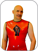 Mens Latex Fist Logo Rubber Tank T Shirt (Gummi  rmelloses T-Shirt)