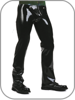 Mens Rubber Codpiece  Jeans Latex Hosen mit Codpiece Klappe