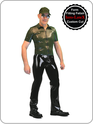 Mens Rubber Skin Jeans Cod Piece (Latex Jeans mit Codpiece)