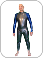 latex rubber 3 way full zip catsuit 