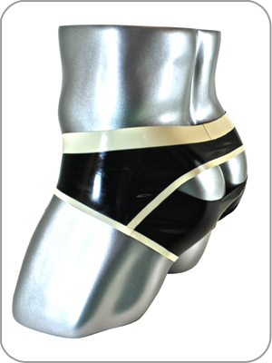 Mens Rubber Briefs  X-pose Pouch Pants  (Latex  Anatomisch geformte tanga slip) 