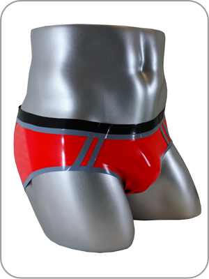 Mens Rubber Briefs Throb Pouch   (Latex  Anatomisch geformte tanga slip) 