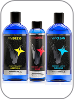 Vivishine & Vividress & Viviclean Latex Rubber polish, cleaner and dressing aid Combination