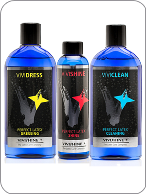 Vivishine & Vividress & Viviclean Latex Rubber polish, cleaner and dressing aid Combination