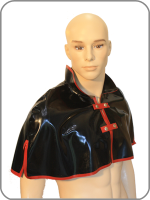 Mens Rubber Rubber  Short Cape  with optional trim (kurzer Umhang)