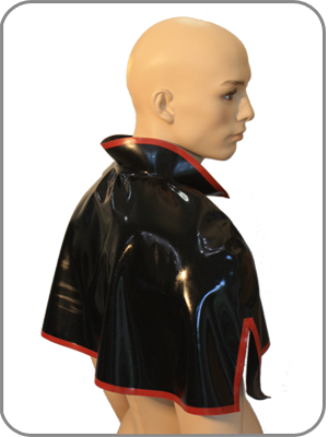 Mens Rubber Rubber  Short Cape  with optional trim (kurzer Umhang)