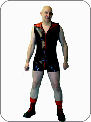 Mens Latex Spark Hooded Rubber Tank Shirt ( Gummi T Shirt mit Kapuze)