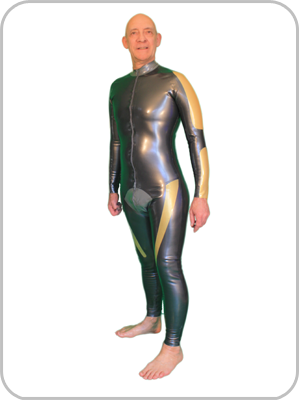 Mens Innovator Rubber Catsuit with  Front or Thru Zip 