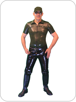 Mens Latex Rubber Police State Trooper Shirt (Gummi Hemden)