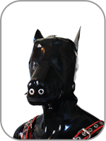 latex rubber pup hood  