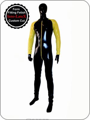 Mens Rubber Catsuit Raglan Sleeve 3 Way Full Zip 