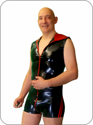 Mens Latex Spark Hooded Rubber Tank Shirt ( Gummi T Shirt mit Kapuze)