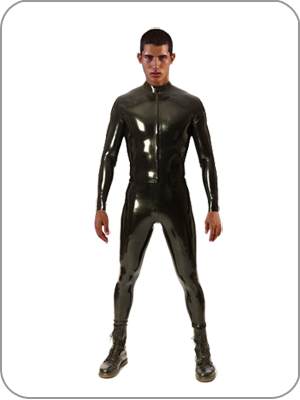 Mens Rubber Catsuit 5 Way  Zip Thin Latex Ganzanzug  Reiverschluss vorn vom Hals bis zur Taille hinten