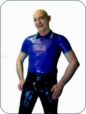 Mens Latex Rubber Polo Shirt Skinhead style (Gummi Poloshirt mit Druckknpfen)