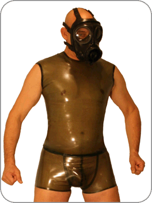 Mens Latex Rubber Full Cut Shorts Ripp ( Latex Kurze Hosen)