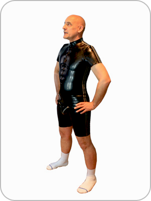 Mens Rubber Surf Suit Codpiece (Latex Shortanzanzug mit Codpiece) 