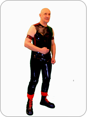 Mens Latex Turbo Rubber Tank Shirt with Side Stripe (Gummi rmelloses Latex Shirt mit streifen) 