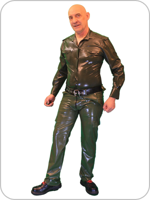 Mens Latex Rubber Uniform Shirt Long Sleeved  (Gummi Militr Uniform Shirt)