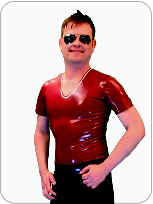  Vector  Mens Latex Rubber Short Sleeve V Shirt (Latex T-Shirt mit V-Ausschnitt)