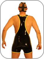 latex rubber wrestling suit singlet , leotard , unitard 