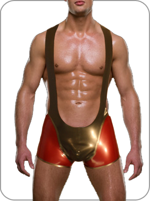 Rubber Wrestling Body Singlet Full Back (Latex Wrestlerbody mit schmalen Trägern )