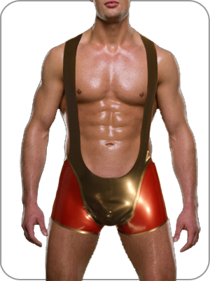 Rubber Wrestling Body Singlet Full Back (Latex Wrestlerbody mit schmalen Trgern )