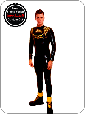 Mens Rubber Catsuit Shoulder Entry & 3 Way Crotch to base of spine Zip (Latex ganzanzug mit Schulter-RVs)